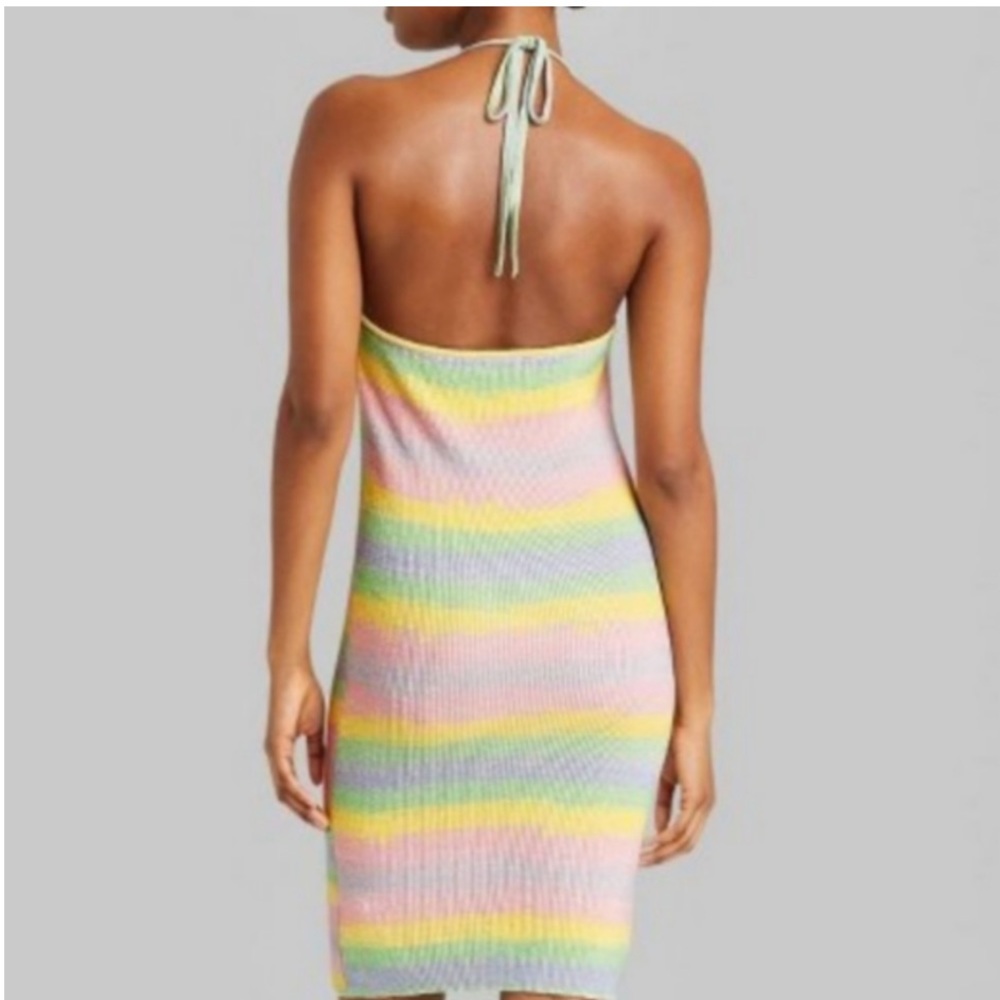 WILD FABLE WOMEN'S SLEEVELESS HALTER TOP MULTICOLOR SWEATER KNIT DRESS - Picture 3 of 10